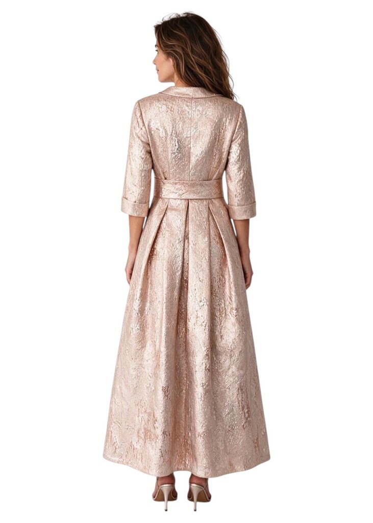 Metallic Foldover Sleeveless Off the Shoulder Metallic Formal
