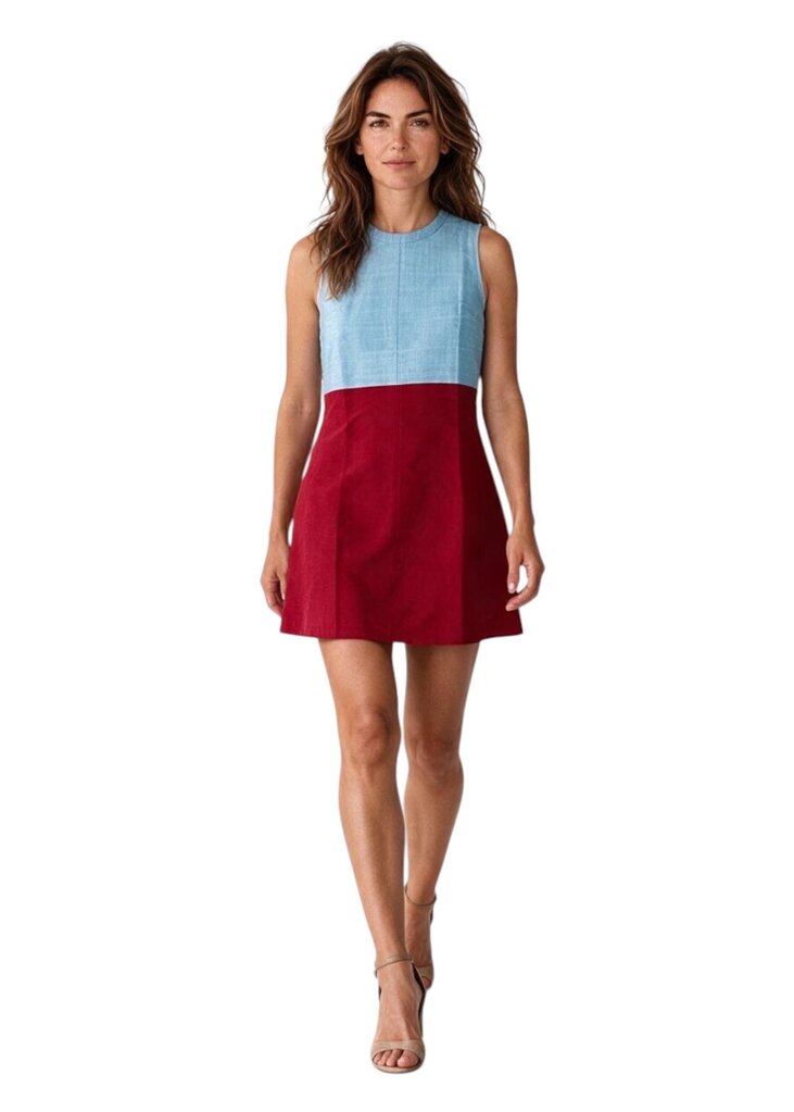 Raw Silk Colorblock Sleeveless