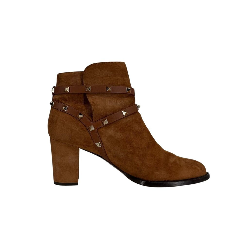 Valentino Rockstud Leather Wrap Suede Boot