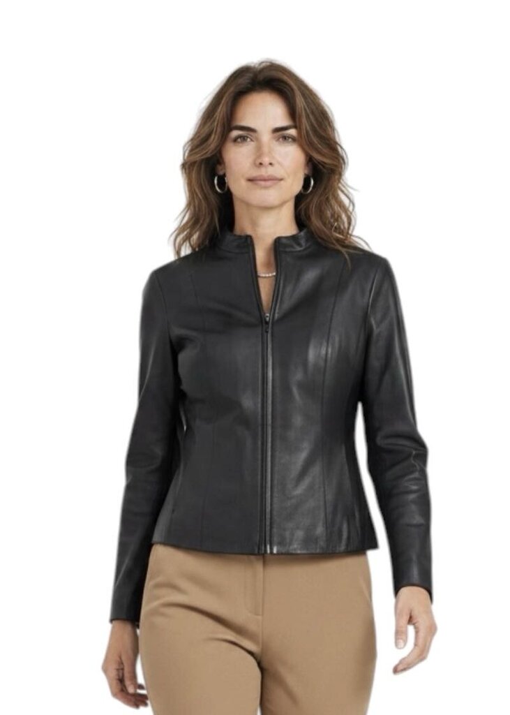 Leather Wing Collar Zip Up $498/JC6