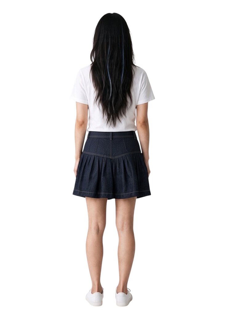 Aurora Drop Panel Yoke Denim Mini Skirt