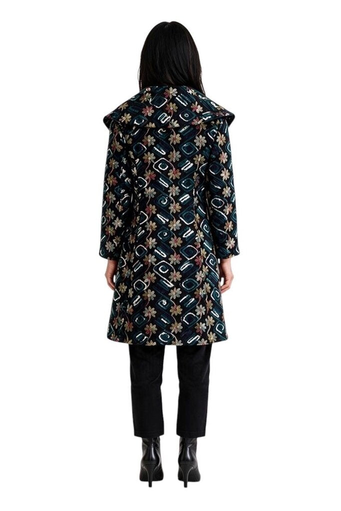 Sundance Womens Embroidered Applique Biancabella Shawl Collar Single Breasted Coat MSRP $450